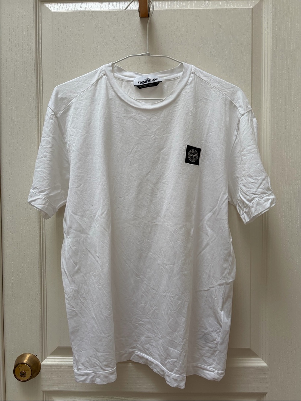 Stone island white logo patch t shirt